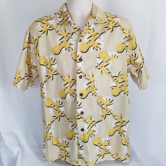 Pacific Scene Hawaiian Shirt Ukeleles Palm Trees - Picture 2 of 6